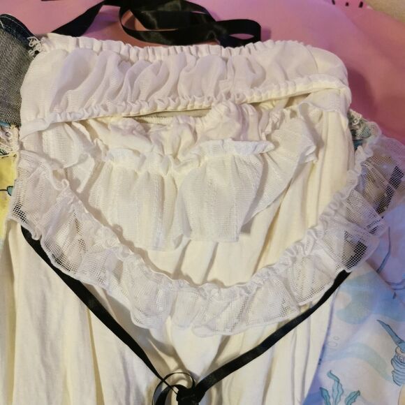 Size Women Extra Small Disney Denim Scarf Top Glamorous Jane Ariel Mermaid Gyaru - Picture 16 of 16